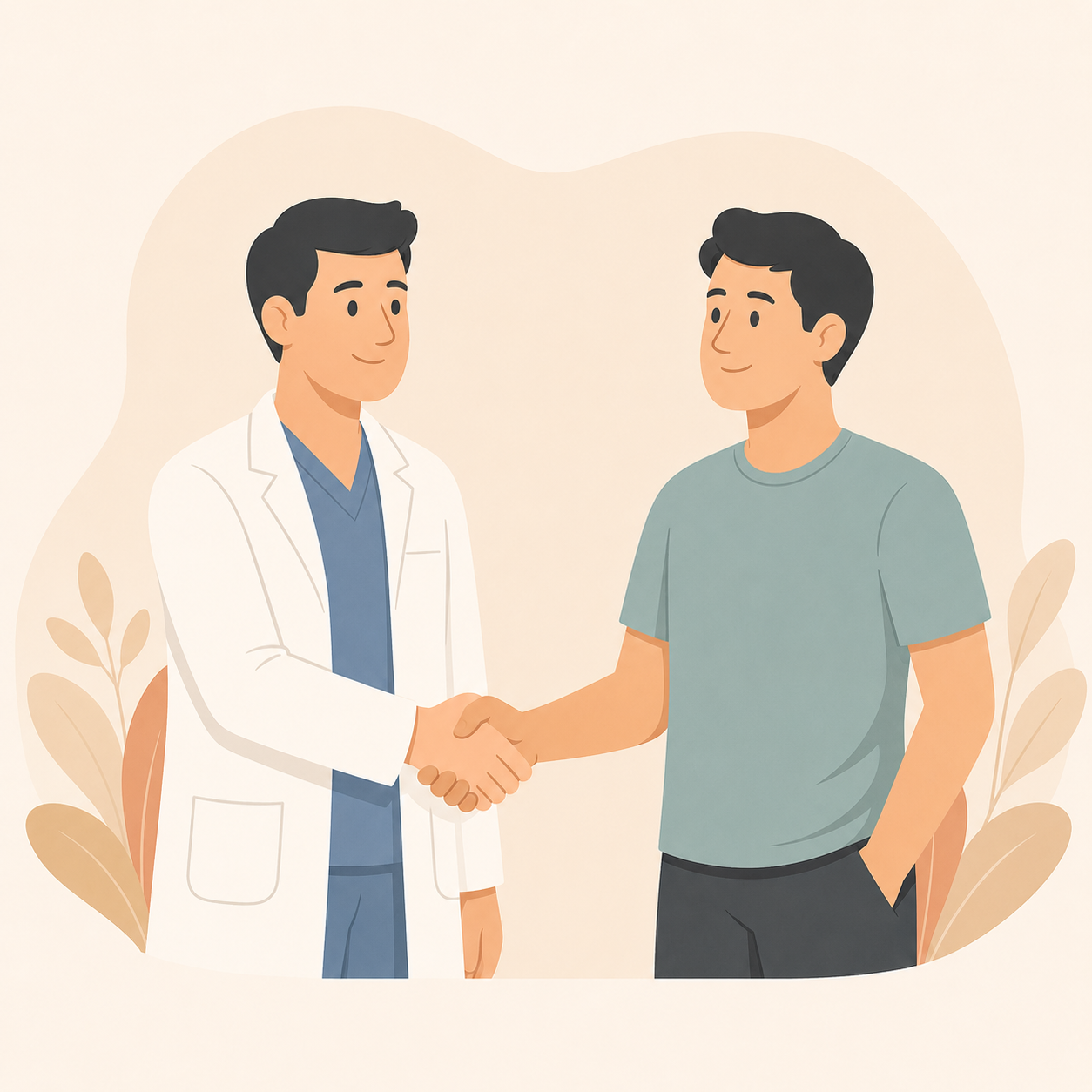 Doctor in white coat shaking hands with a patient, representing Feroz Medical's trusted DME referral partnership with healthcare providers across Los Angeles and Southern California