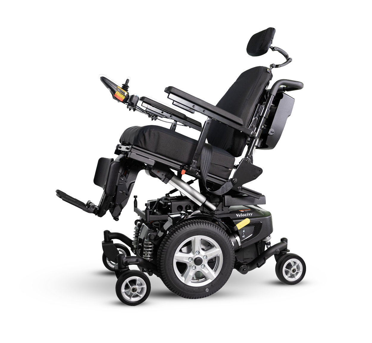 Velocity power wheelchair with tilt-in-space seating, custom-configured at Feroz Medical