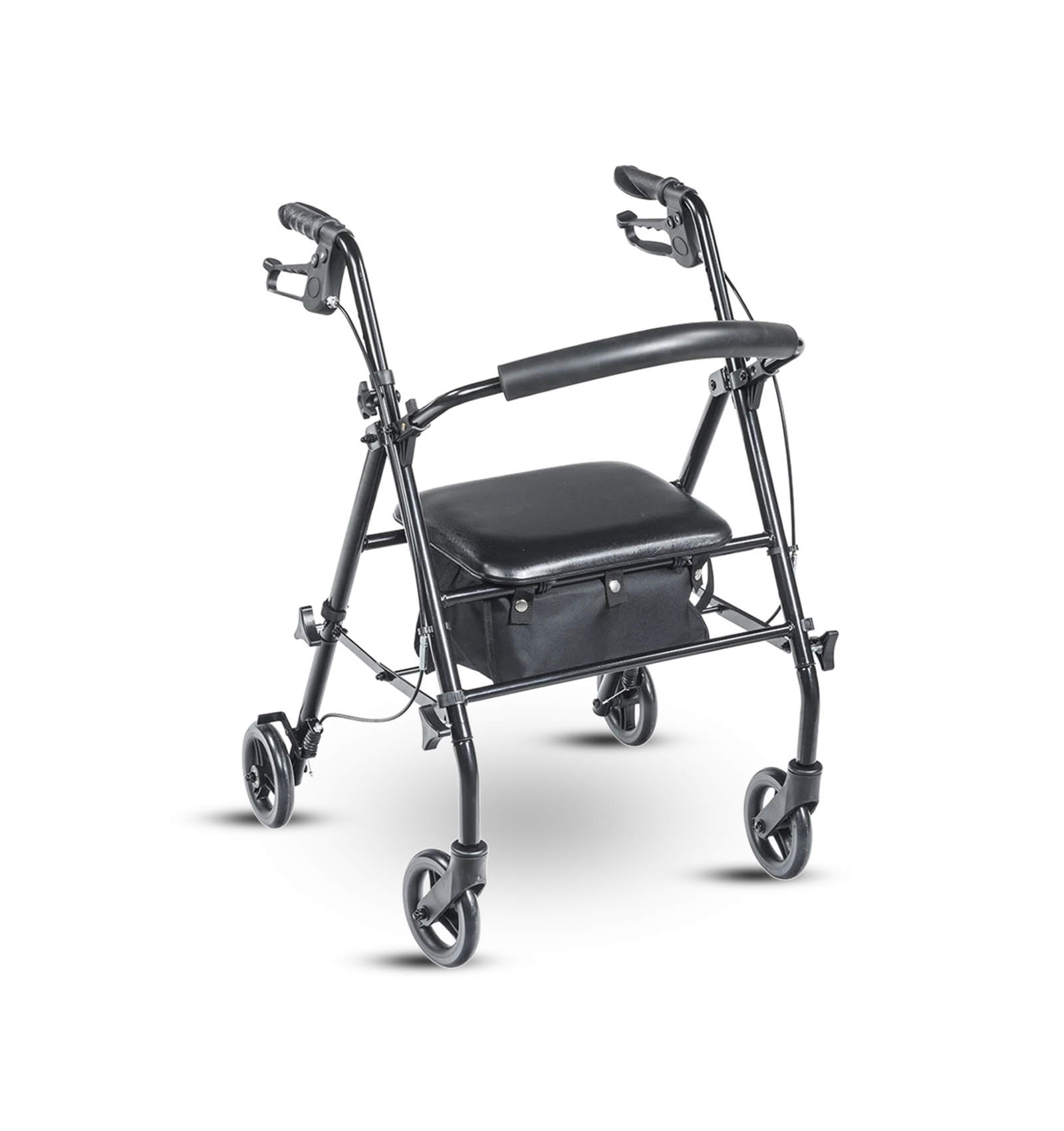 Four-wheeled rollator walker with seat, Medicare-covered walking aid from Feroz Medical