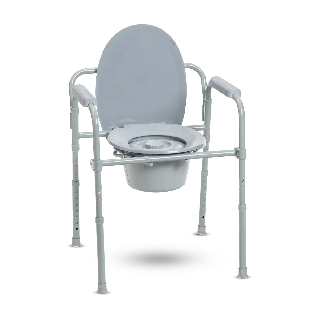 Bedside commode — 3-in-1 steel frame with removable bucket