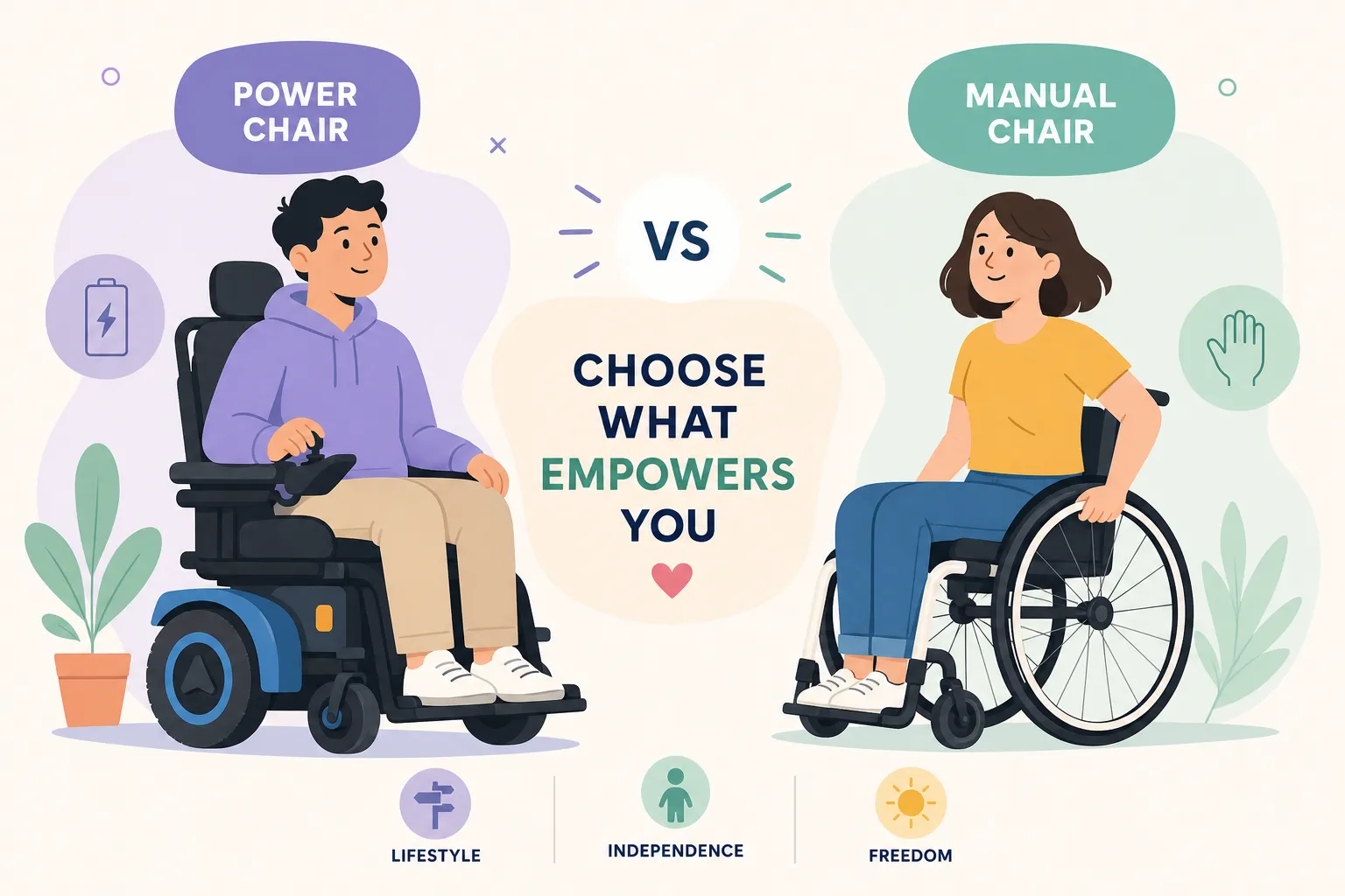 Power wheelchair vs manual wheelchair comparison